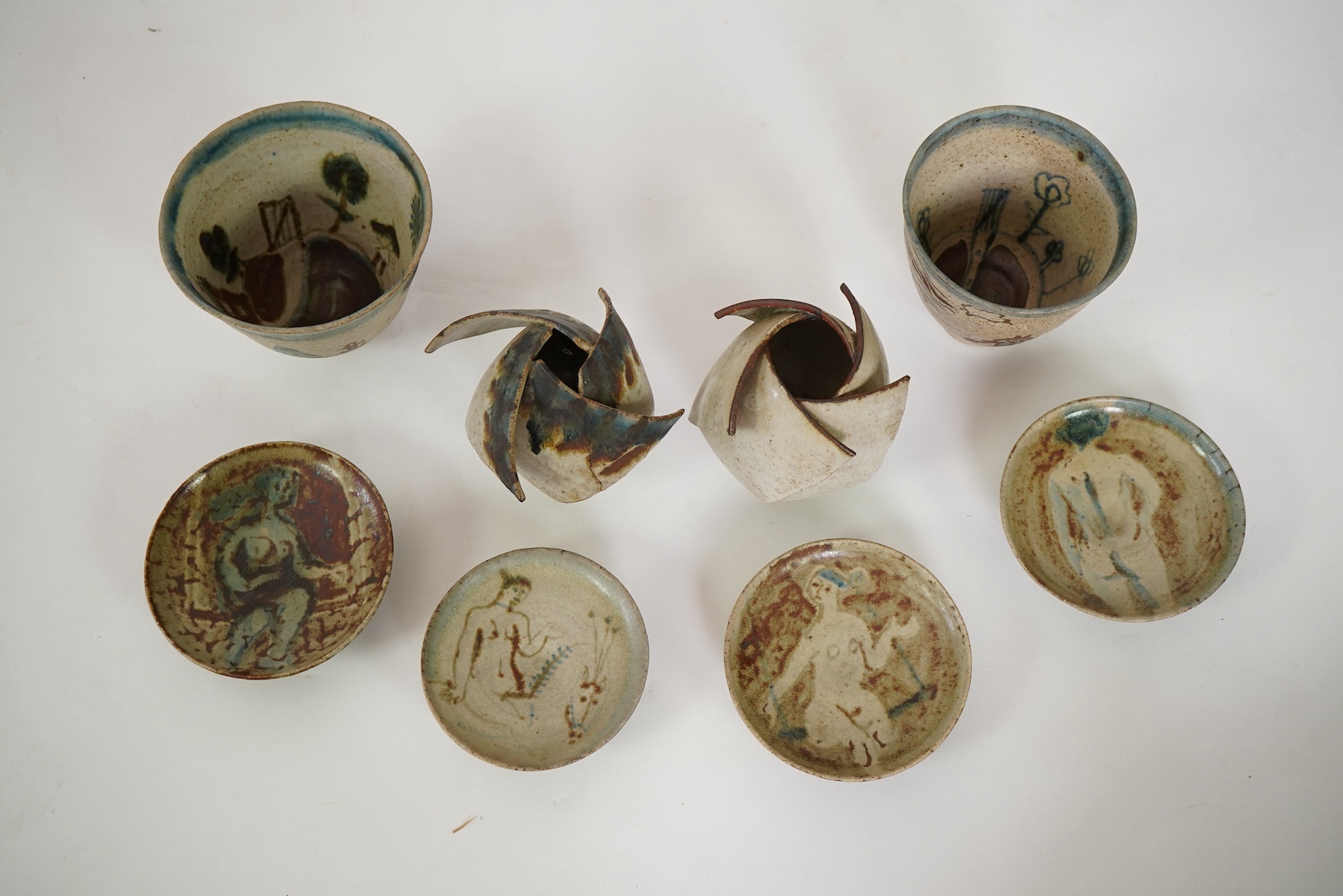 Eric James Mellon (1925-2014): A small group of elm ash glazed studio pottery